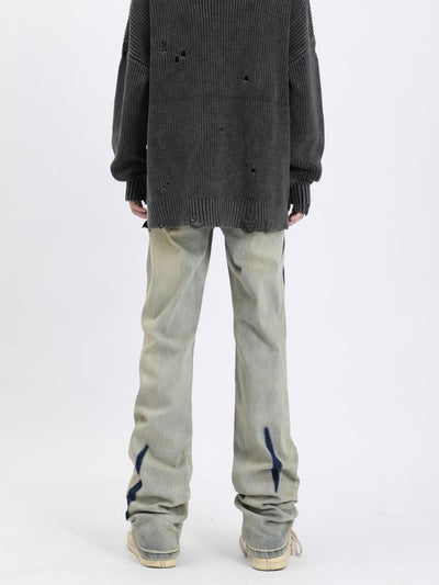 [MAXDSTR] Contrast color distressed design jeans MD0031