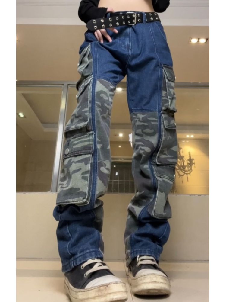【F383】Camouflage multi-pocket jeans  FT0029