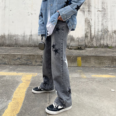 【CEDY】Star patch design straight jeans  CD0013