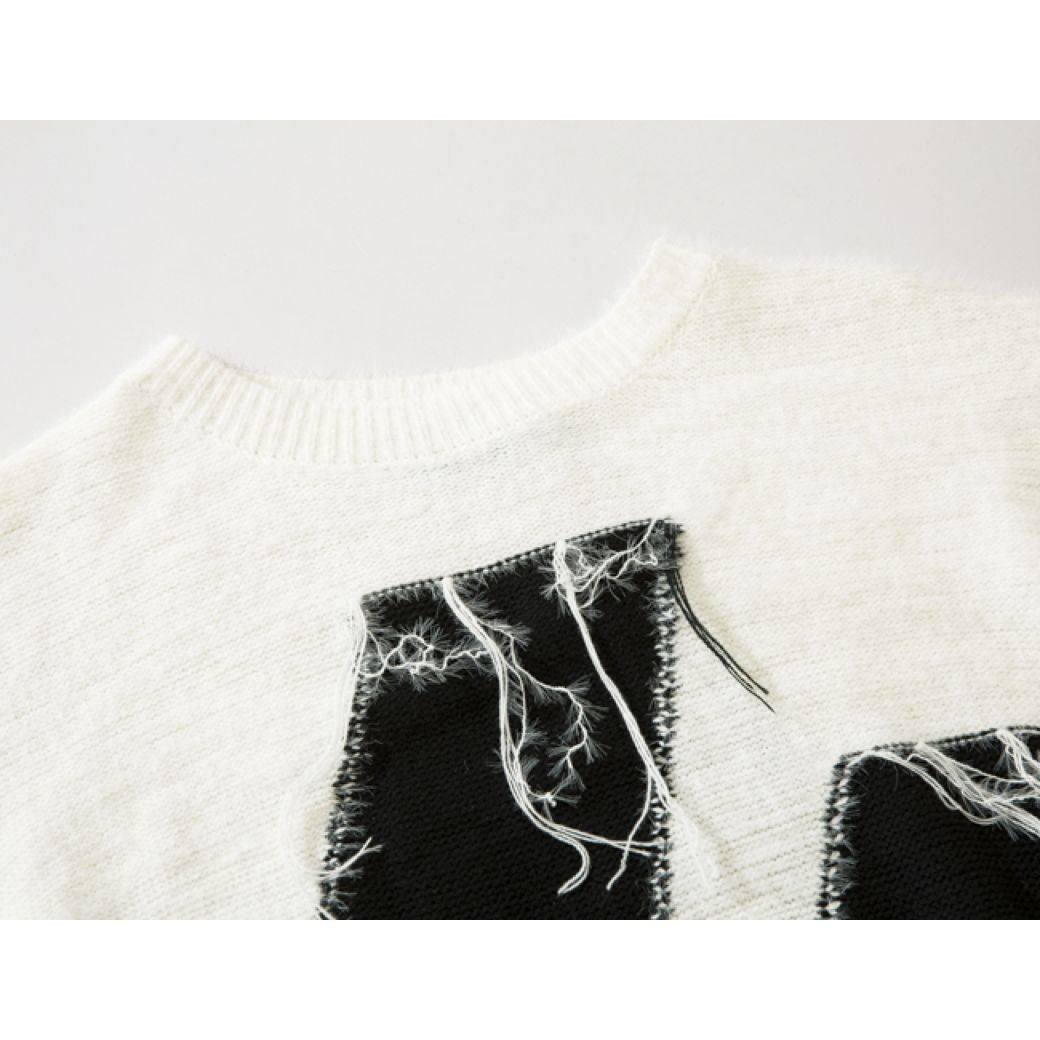 【NIHAOHAO】Contrast color stitch tassel knit  NH0012