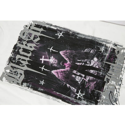 【VEG Dream】Dark angel wings graphic print T-shirt  VD0156