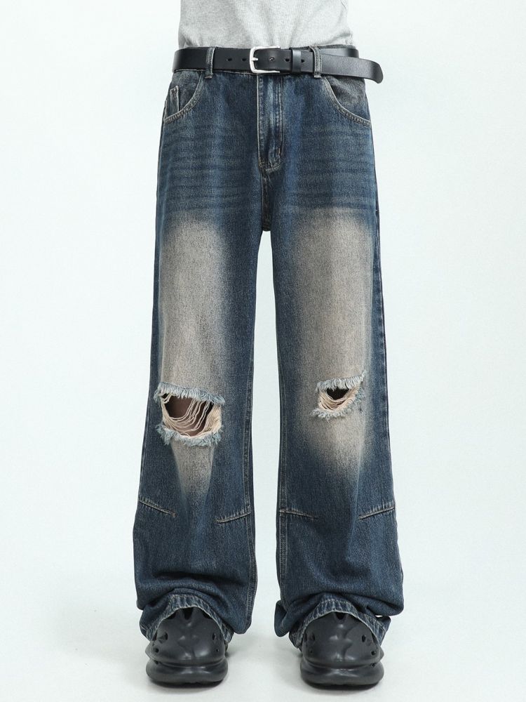 【MR nearly】Vintage ripped washed jeans  MR0033