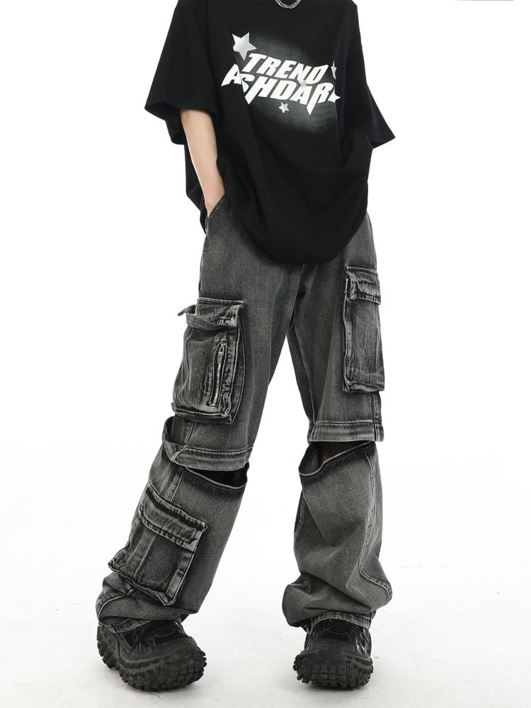 [MAXDSTR] Knee zipper design wide pants MD0037