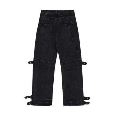 【Blacklists】Belt design wide leg loose jeans BL0014