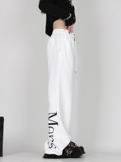 [JEM] Back lettering drape wide pants JE0019