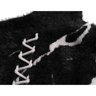 [NIHAOHAO] distressed stitch fur knit NH0011
