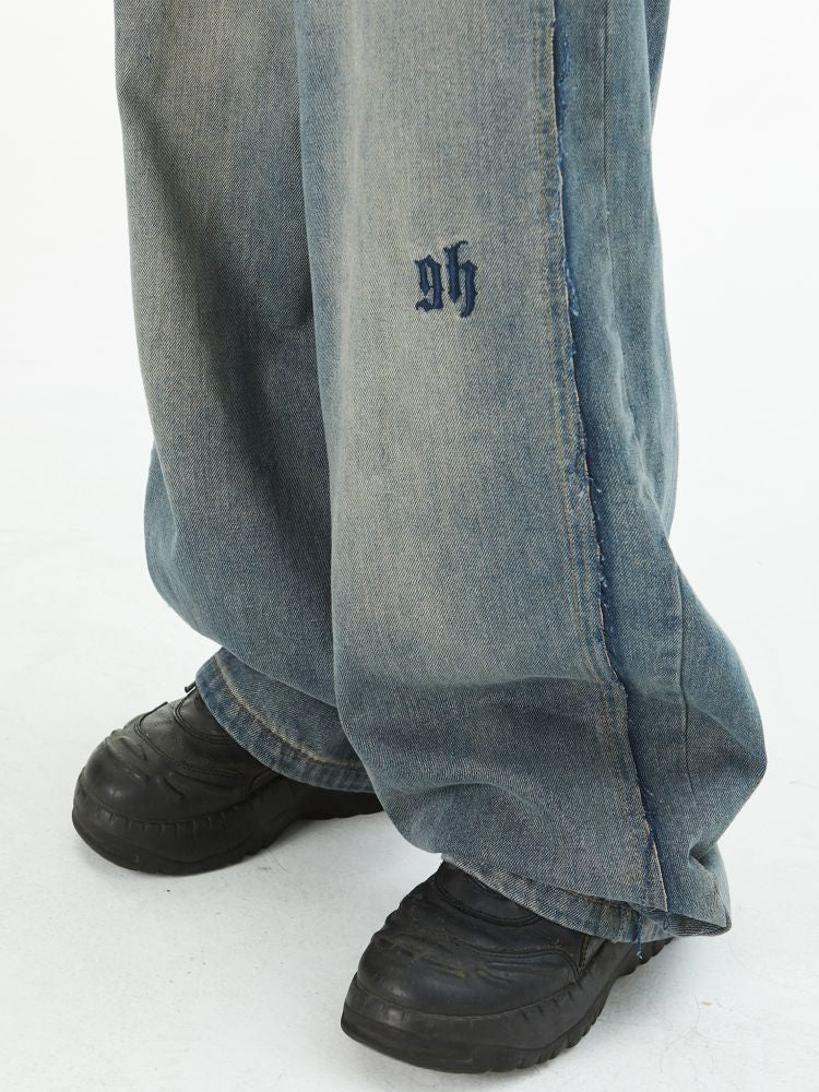 [MAXDSTR] Side low edge design loose jeans MD0053