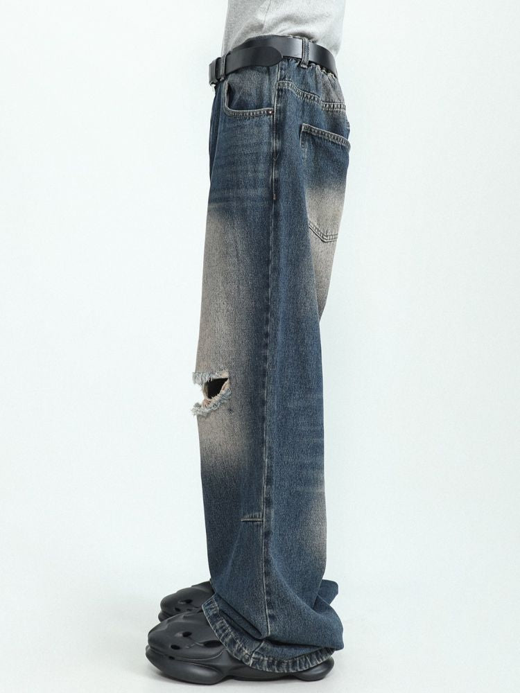 【MR nearly】Vintage ripped washed jeans MR0033
