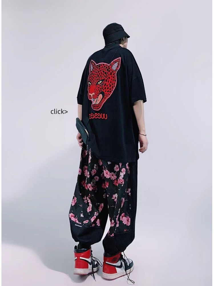 【UUCSCC】blossom design denim loose pants  US0023
