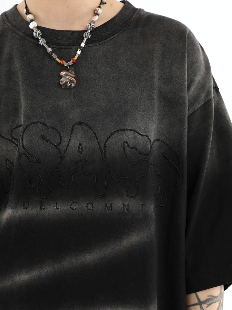 【INS】Logo Embroidered Graffiti Short Sleeve T-shirt  IN0009