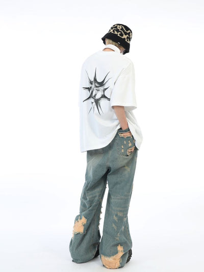 【MAXDSTR】Thorn sphere print short-sleeved T-shirt  MD0056