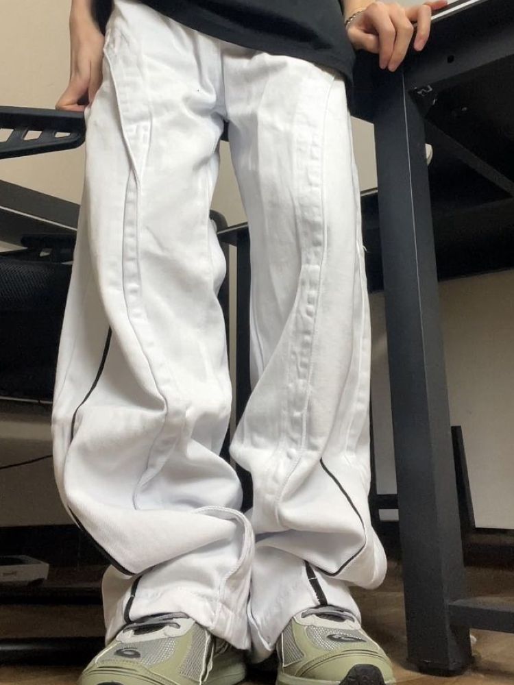 【F383】Side line denim mop pants  FT0025