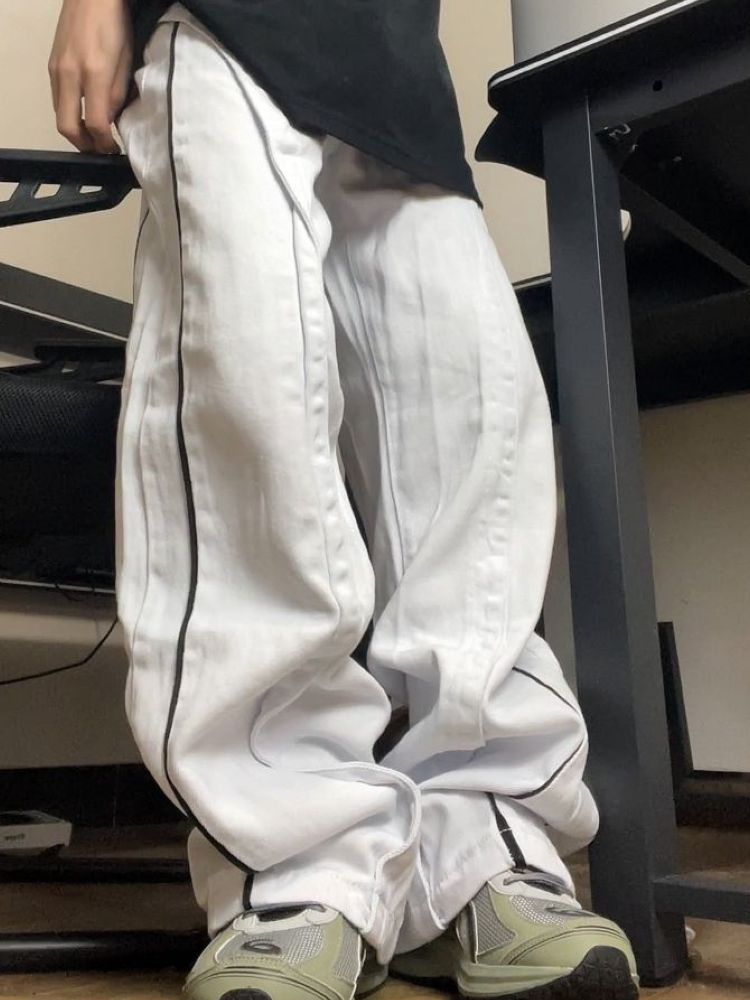 【F383】Side line denim mop pants  FT0025