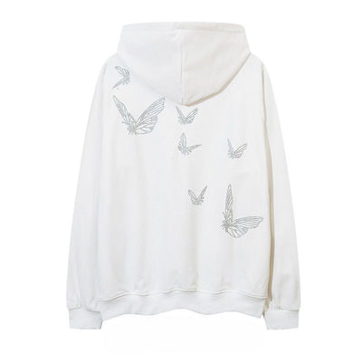 【NIHAOHAO】Butterfly graphic chain drawstring hoodie  NH0027
