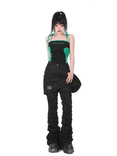 【YUBABY】2-piece set flared pants with apron  YU0004