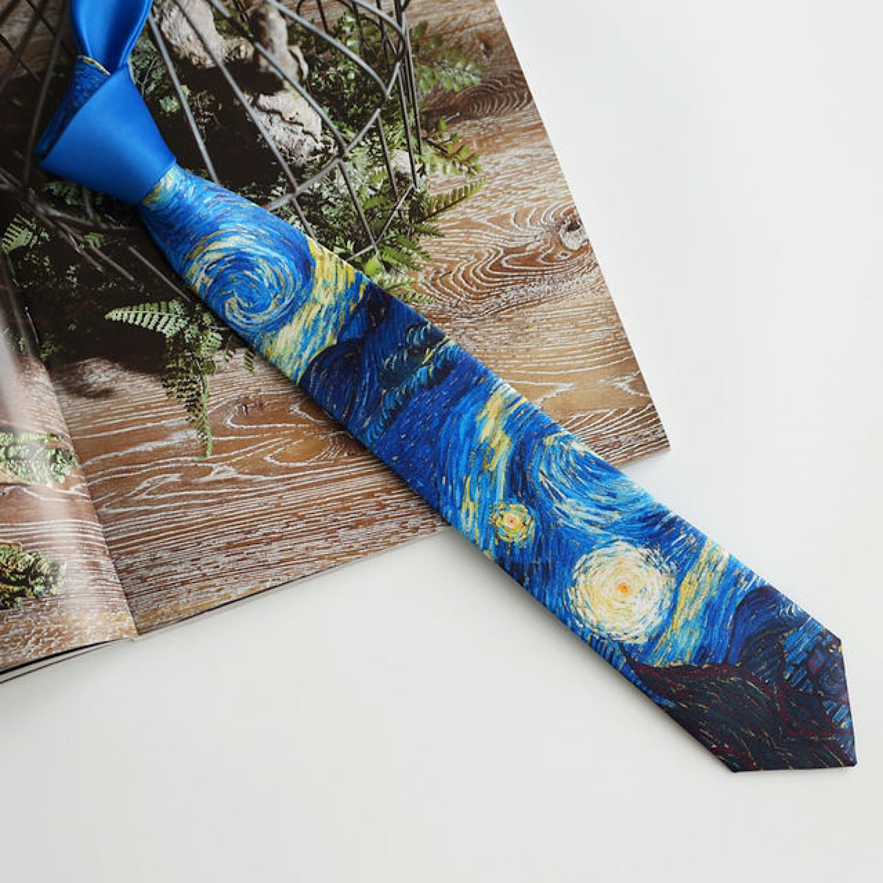Painting blue design necktie  HL1575