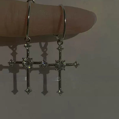 Cross silver earrings HL2015