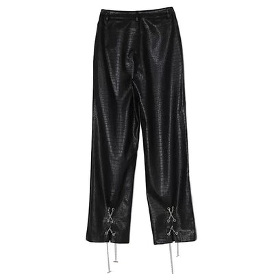 Moody chain leather pants HL2202 