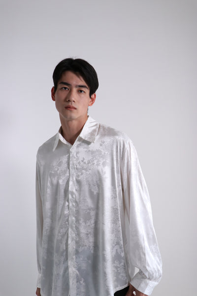 《Shirt No. 1》Satin china-motif shirt HL0606