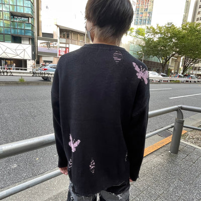 【NIHAOHAO】Butterfly barbird damage knit NH0001