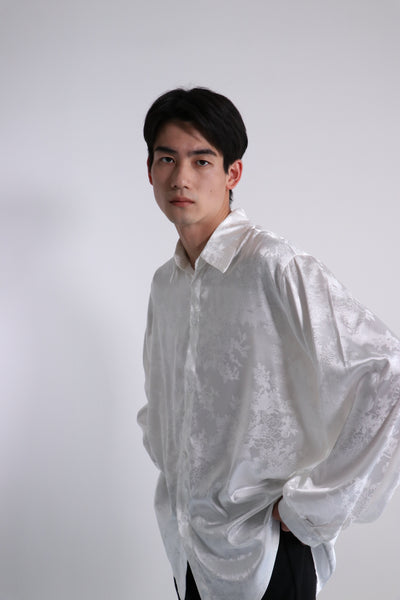 《シャツ1位》Satin china-motif shirt  HL0606