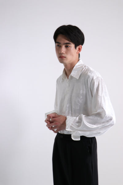 《シャツ1位》Satin china-motif shirt  HL0606