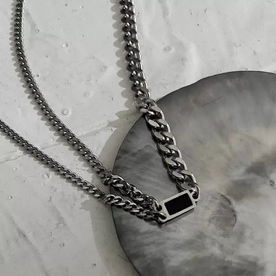 Asymmetry silver necklace HL1342