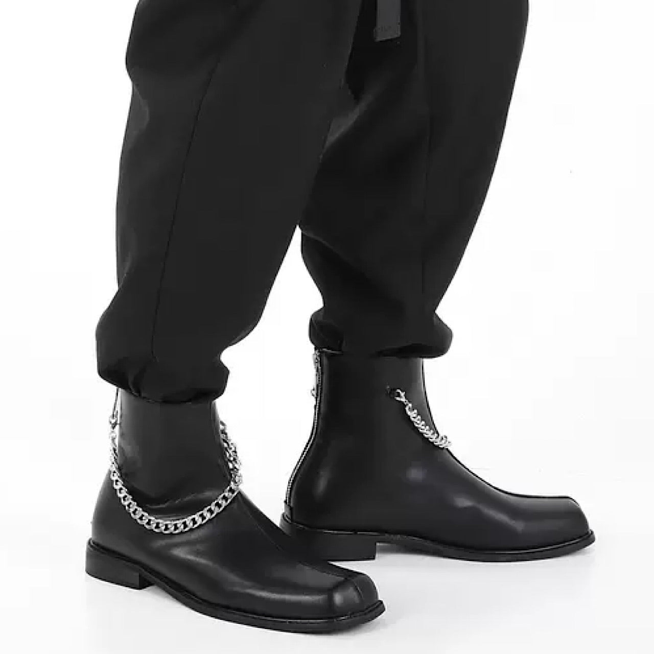 Chain round leather boots HL1791